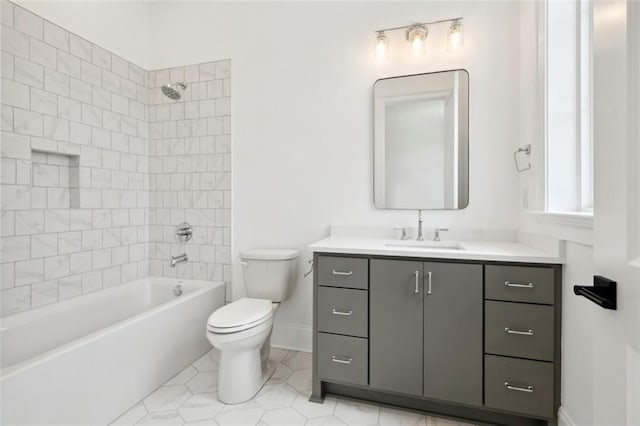 325 Focis St, Metairie, LA 70005 - bathroom featuring toilet, vanity, bathtub / shower combination, tile patterned flooring, and baseboards