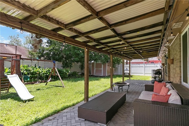 65 Monterrey Dr, Kenner, LA 70065 - view of patio with a playground and an outdoor living space