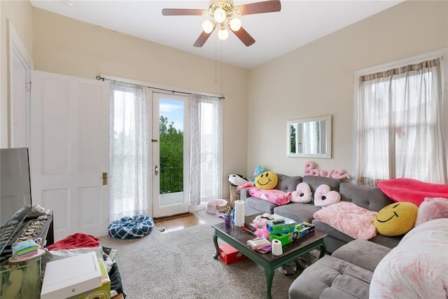 5655 Hawthorne Pl, New Orleans, LA 70124 - living room with a ceiling fan and wood finished floors