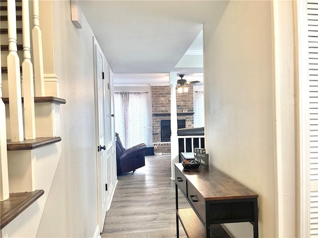 29 Brandon Hall Dr Unit D, Destrehan, LA 70047 - hallway featuring wood finished floors and ornamental molding