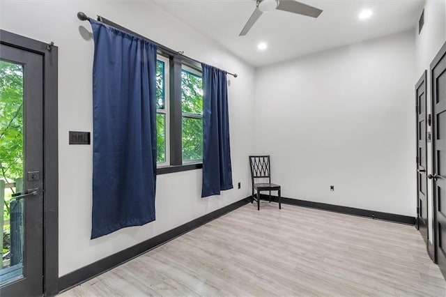 5400 N Rampart St, New Orleans, LA 70117 - entryway with healthy amount of natural light, light wood-style flooring, ceiling fan, baseboards, and recessed lighting