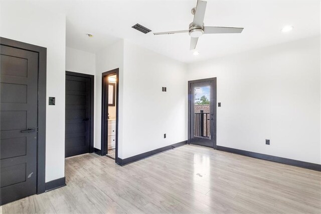 5400 N Rampart St, New Orleans, LA 70117 - spare room with light wood-type flooring, baseboards, a ceiling fan, and recessed lighting