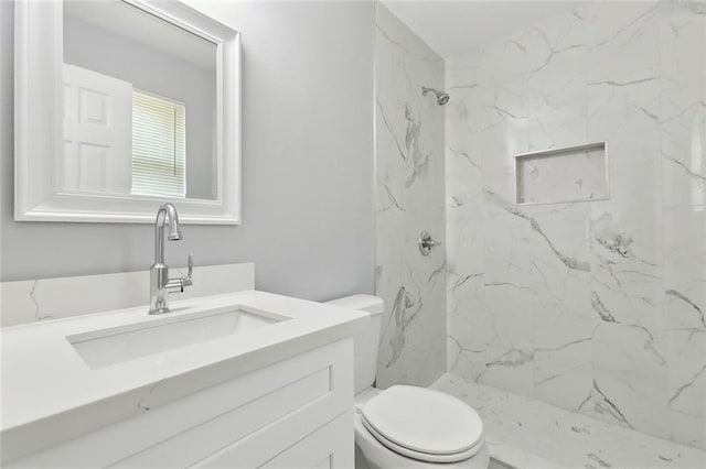 7500 Primrose Dr, New Orleans, LA 70126 - full bath featuring vanity, toilet, and a marble finish shower