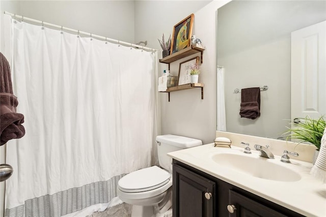 228 Shady Pond Ln, Covington, LA 70435 - full bathroom with toilet, vanity, and a shower with curtain