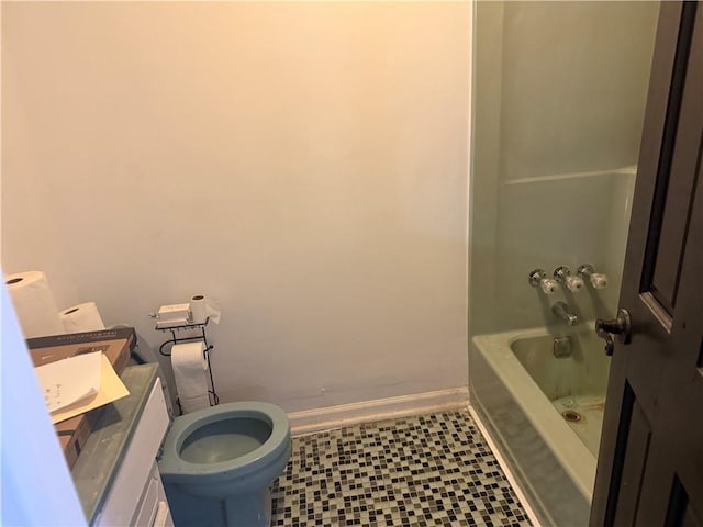 5022 Mcmurtry St, Marrero, LA 70072 - full bathroom featuring vanity, toilet, shower / bathtub combination, and baseboards