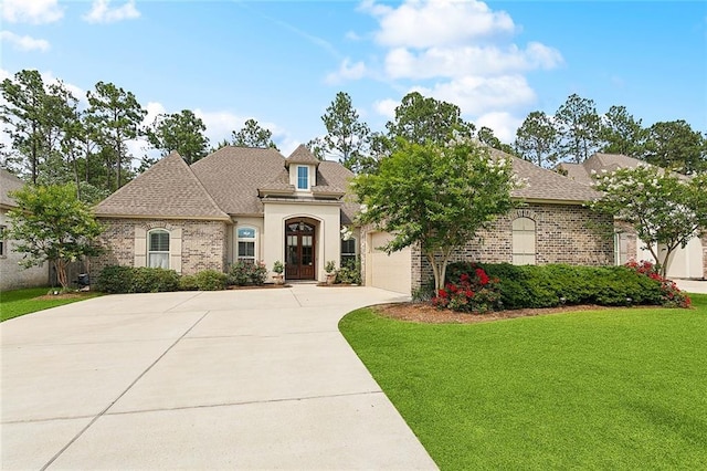 596 Blue Heron Ln, Madisonville, LA 70447 - french country home with driveway, brick siding, and a front yard
