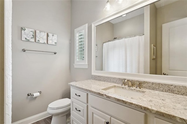 596 Blue Heron Ln, Madisonville, LA 70447 - bathroom with vanity, toilet, and wood finished floors
