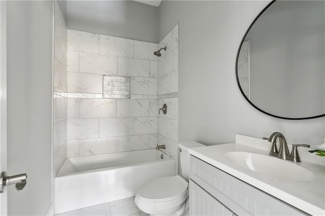 1827-29 Frenchmen St, New Orleans, LA 70116 - bathroom featuring toilet, vanity, shower / washtub combination, and marble finish floors