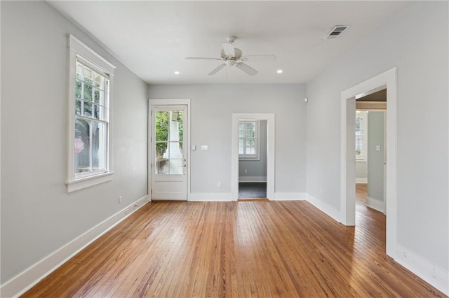 4198 Dumaine St, New Orleans, LA 70119 - spare room with healthy amount of natural light, a ceiling fan, light wood finished floors, and recessed lighting
