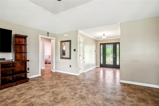 255 Wilson Ln, Belle Chasse, LA 70037 - entryway featuring baseboards, stone finish floors, and crown molding