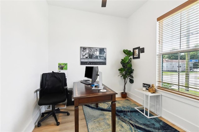 2535 Athis St, New Orleans, LA 70122 - office featuring light wood finished floors, ceiling fan, and baseboards
