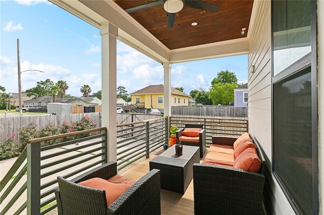 2535 Athis St, New Orleans, LA 70122 - balcony featuring ceiling fan and a residential view