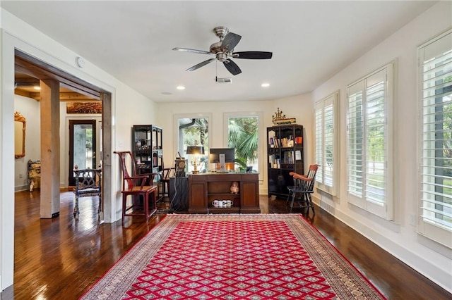 1141 Allen Toussaint Blvd, New Orleans, LA 70124 - office with dark wood finished floors, a ceiling fan, and recessed lighting