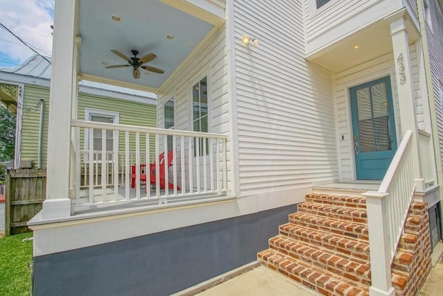 433 S Cortez St, New Orleans, LA 70119 - property entrance with ceiling fan and a porch