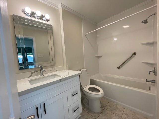2120 Killington Dr, Harvey, LA 70058 - bathroom featuring vanity, shower / bath combination, crown molding, and tile patterned flooring