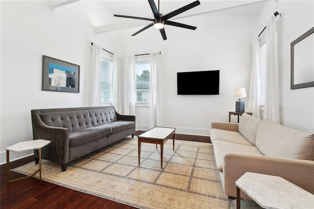 3429 Willow St, New Orleans, LA 70115 - living room with wood finished floors, ceiling fan, and baseboards