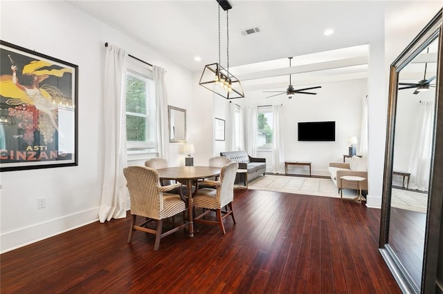 3429 Willow St, New Orleans, LA 70115 - dining room featuring a ceiling fan, healthy amount of natural light, wood-type flooring, and recessed lighting