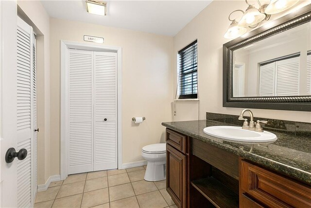 59314 Cypress Bayou Ln, Lacombe, LA 70445 - bathroom featuring a closet, vanity, toilet, and baseboards