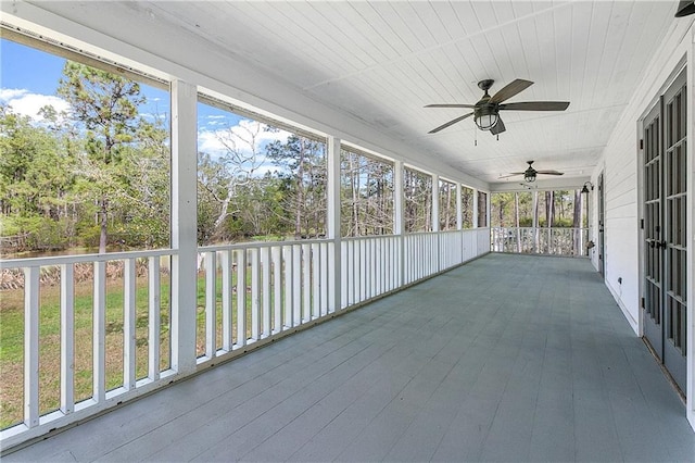 59314 Cypress Bayou Ln, Lacombe, LA 70445 - unfurnished sunroom featuring ceiling fan
