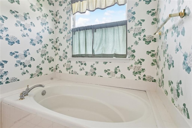 1124 Indigo Ct, Slidell, LA 70460 - bathroom featuring wallpapered walls and a garden tub