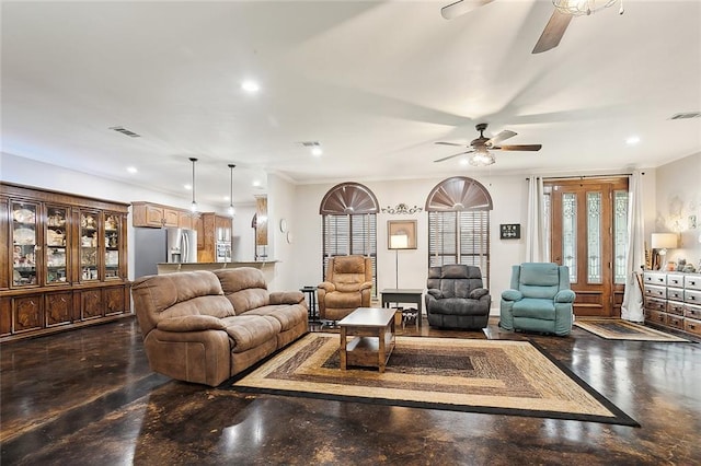 39602 E Tiger Loop, Ponchatoula, LA 70454 - living room with a ceiling fan, recessed lighting, and finished concrete flooring