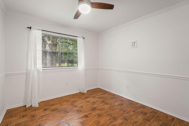 71164 Clipper Pl, Abita Springs, LA 70420 - spare room with ceiling fan, wood finished floors, ornamental molding, and baseboards