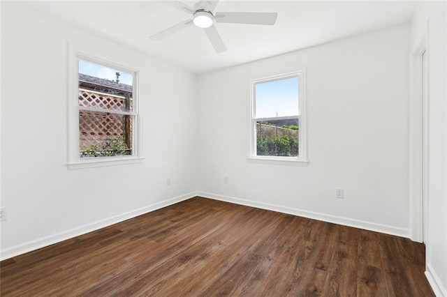 1221 Gaudet Dr, Marrero, LA 70072 - spare room with plenty of natural light, dark wood finished floors, and a ceiling fan