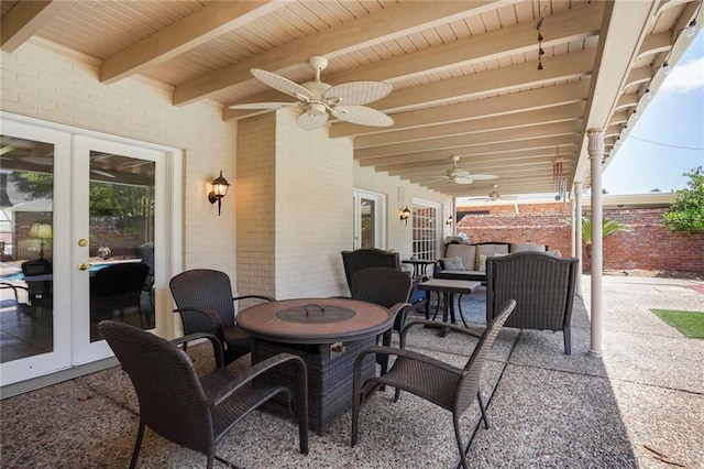 2442 Killdeer St, New Orleans, LA 70122 - view of patio / terrace featuring a ceiling fan, french doors, and outdoor dining space