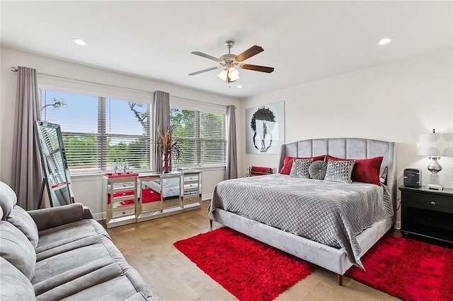 9574 W Terran Ln, Waggaman, LA 70094 - bedroom featuring wood finished floors, recessed lighting, and a ceiling fan
