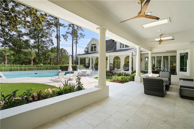 139 Fontainbleau Dr, Mandeville, LA 70471 - view of patio / terrace featuring a ceiling fan and an outdoor living space