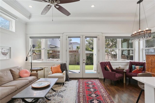1212 Milan St, New Orleans, LA 70115 - sunroom / solarium featuring french doors and a chandelier