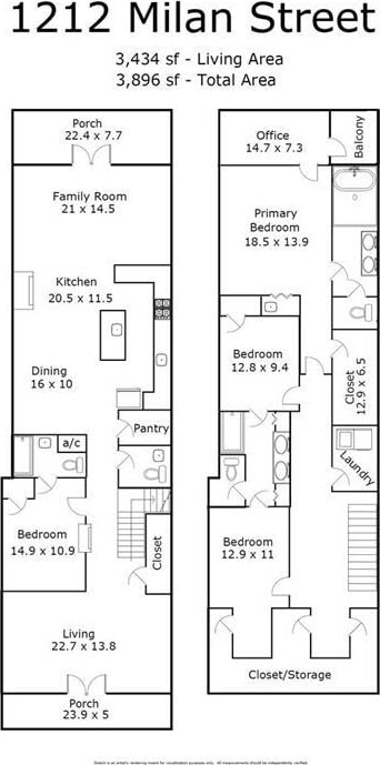 1212 Milan St, New Orleans, LA 70115 - home floor plan