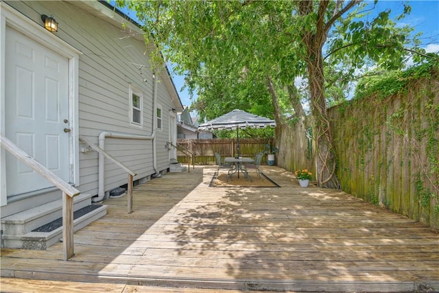 210911 Josephine St, New Orleans, LA 70113 - wooden deck featuring a fenced backyard and outdoor dining space