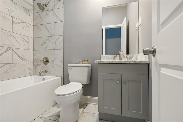 263638 Flood St, New Orleans, LA 70117 - full bathroom with vanity, marble finish floors, and shower / bathtub combination