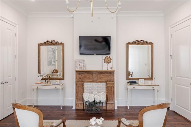 1302 W 23rd Ave, Covington, LA 70433 - living room featuring wood finished floors, crown molding, and baseboards