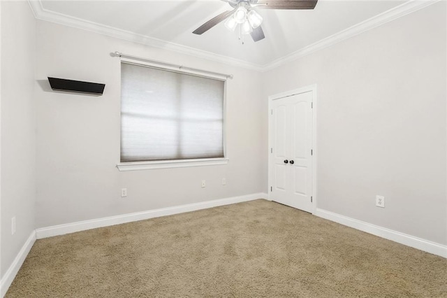 322 Palermo Dr, Slidell, LA 70458 - carpeted spare room featuring ornamental molding and a ceiling fan