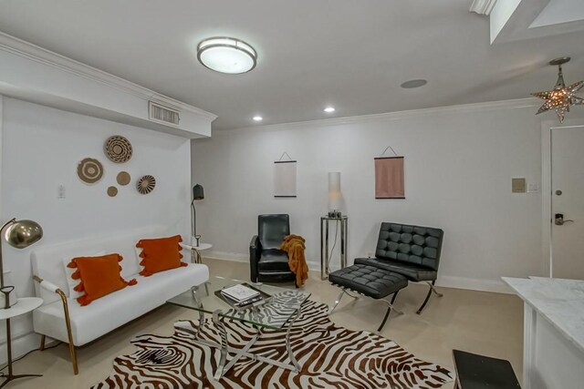 1323 Dauphine St Unit 3, New Orleans, LA 70116 - living room featuring ornamental molding, baseboards, and recessed lighting