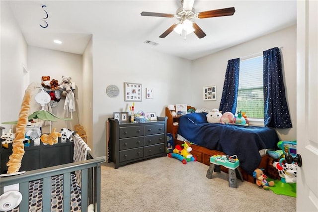 1233 Brockenbraugh Ct, Metairie, LA 70005 - carpeted bedroom featuring ceiling fan and recessed lighting