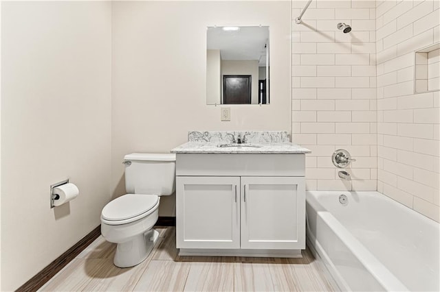 73 Doescher Dr, Harahan, LA 70123 - full bath with toilet, vanity, washtub / shower combination, and baseboards