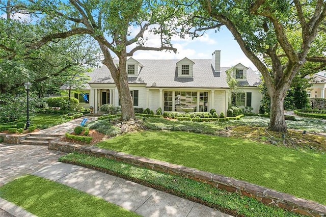 105 Mulberry Dr, Metairie, LA 70005 - cape cod house featuring a chimney and a front yard