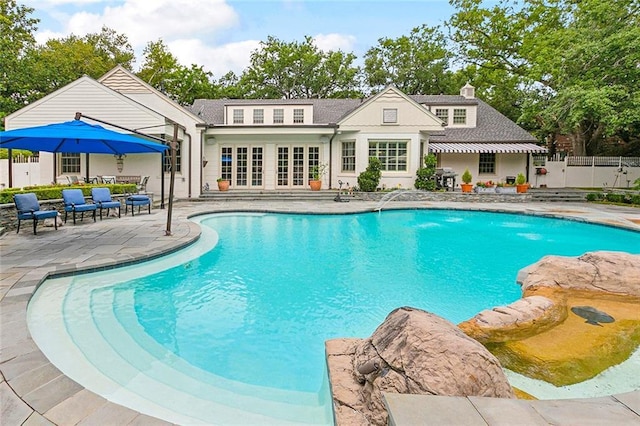 105 Mulberry Dr, Metairie, LA 70005 - view of pool with a patio and french doors