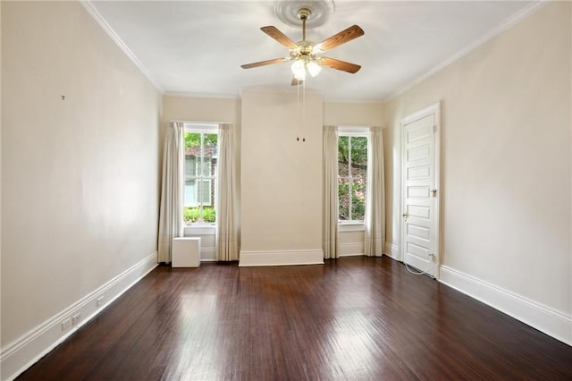 1923 State St, New Orleans, LA 70118 - empty room with healthy amount of natural light, a ceiling fan, wood finished floors, baseboards, and crown molding