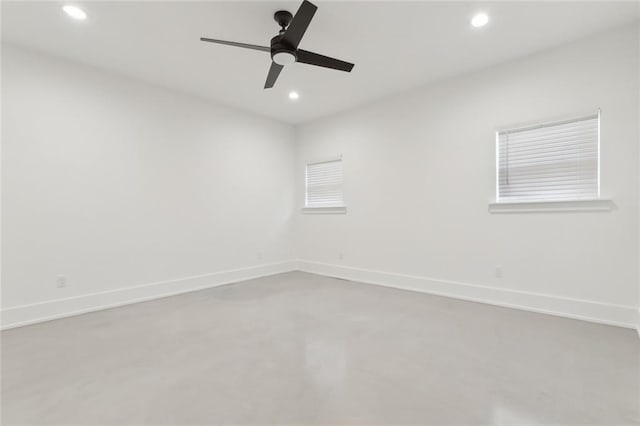 3705 James Dr, Metairie, LA 70003 - unfurnished room featuring recessed lighting, baseboards, ceiling fan, and concrete floors