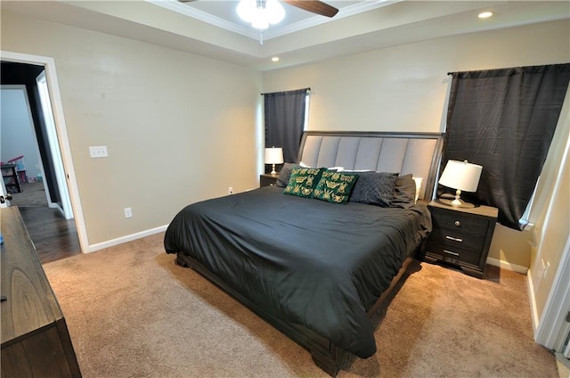 1613 Live Oak St, Slidell, LA 70460 - carpeted bedroom with crown molding, recessed lighting, and ceiling fan