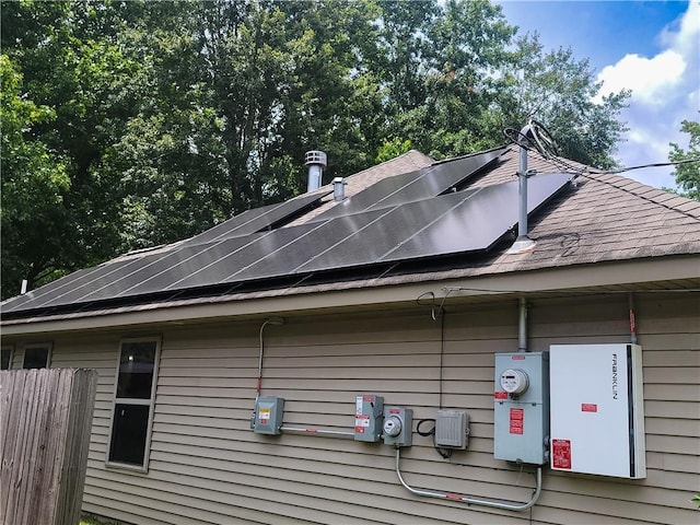 1613 Live Oak St, Slidell, LA 70460 - view of side of property featuring roof mounted solar panels and a shingled roof