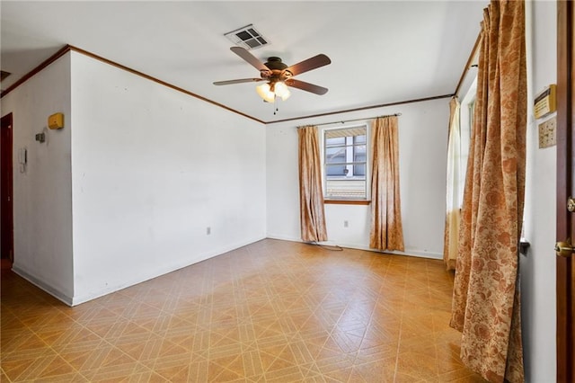 564 Saint Ann St, Marrero, LA 70072 - unfurnished room with a ceiling fan, baseboards, and ornamental molding