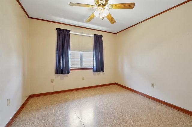 564 Saint Ann St, Marrero, LA 70072 - unfurnished room featuring ornamental molding, baseboards, and ceiling fan