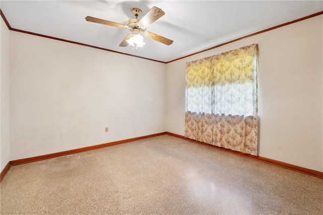564 Saint Ann St, Marrero, LA 70072 - spare room featuring baseboards, crown molding, and ceiling fan