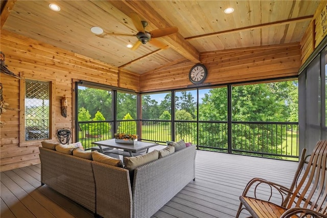 18064 Faller Rd, Tickfaw, LA 70466 - sunroom / solarium with an outdoor living space, a ceiling fan, and plenty of natural light