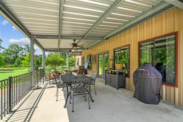 18064 Faller Rd, Tickfaw, LA 70466 - view of patio / terrace with a ceiling fan and outdoor dining area